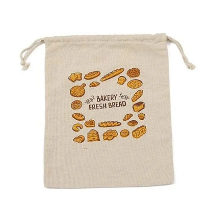 Linen Bread Bags Reusable Drawstring Large Washable Storage Food Accessories Home Unbleached Kitchen Organizer