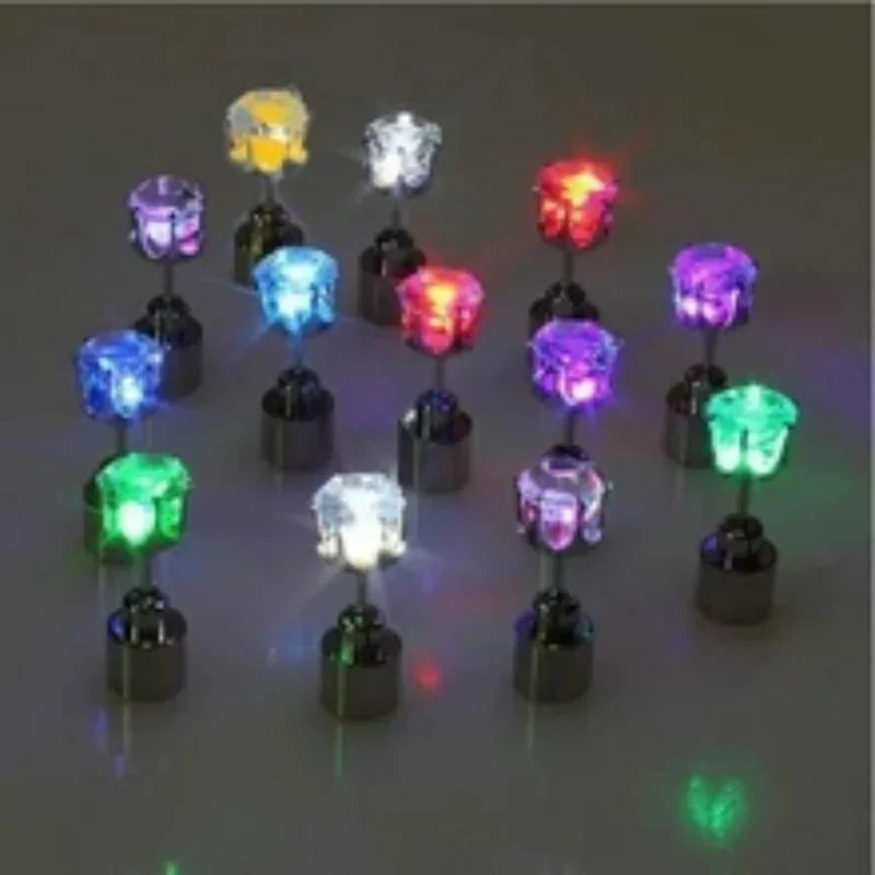 1 чифт светлини led bling ушни пръстени пръстени корейски аксесоари за флаш циркон за парти жени коледна светеща пръчка