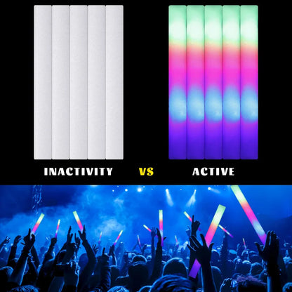 12/15/30pcs LED светещи пръчици насипно цветни RGB светеща пяна пръчка весела тръба тъмна светлина за Коледа рожден ден сватба