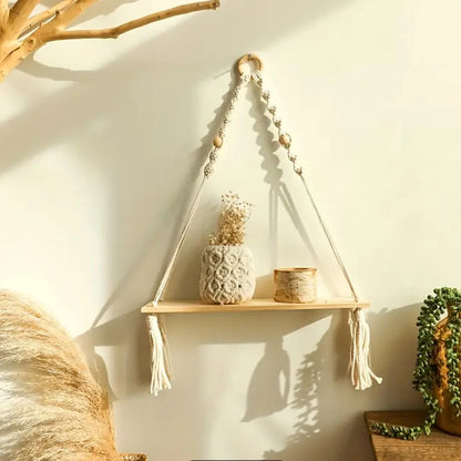 Macrame roikkuu hylly boho seinä sisustus makuuhuone 1 kp: n maalaismainen puu kelluvat hyllyt huoneenhoitajalle kylpyhuone olohuone korkeakoulu