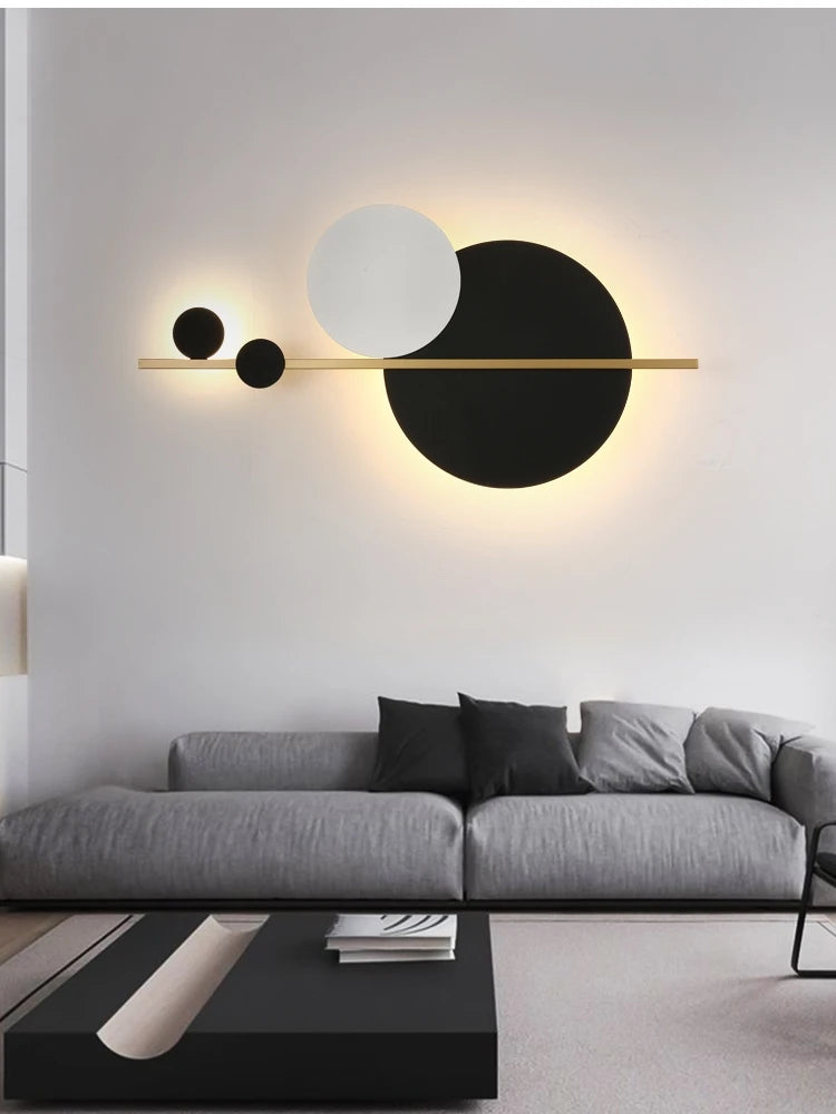 Nordic Art Circle Bedside LED Wall Lamp Kitchen Study Aisle Backgrund Wall Decor Wall Sconce Lighting Fixture
