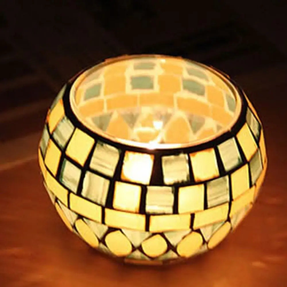 Marockansk mosaikglas Votivljusljushållare Tea Light Candelabra Candlestick Home Decor Tablett Centerpiece