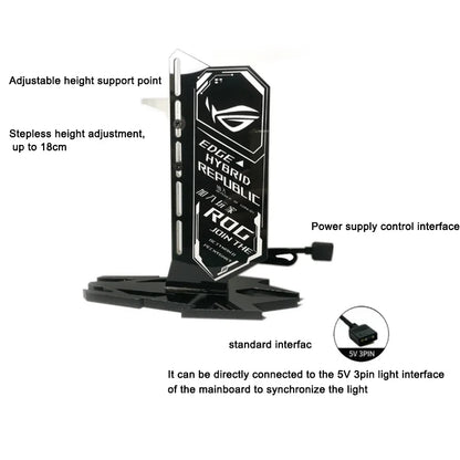 DIY grafická karta držák argb symfonie Rog GPU držák 5V 3pin Vertical VGA Support PC Cabinet Modding Water Cooler Aura Sync