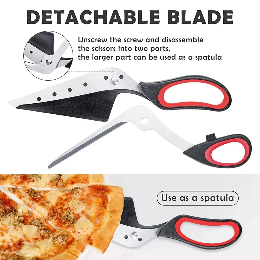 Professional Pizza Scissors Detachable Sharp Stainless Steel Blade Pizza Cutter Scissors Easy Cutting Pizza Spatula Slicer Tools