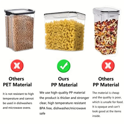 Køkkenfoodopbevaring 7stks-set container BPA gratis korngodteri opbevaringsbokse krukke med 10stickers og pen
