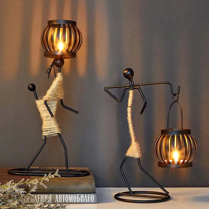 Nordic Metal Käerzestilbick Abstract Charakter Sculpture Candle Holder Decor-Decora huet d'Nahrungshaus mam Decoptiouns Kaddo