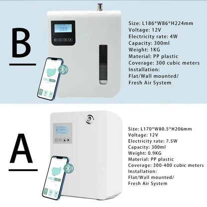 Víz nélküli aroma diffúzor 300ml WiFi Control illóolaj diffúzor időzítő funkció Aromás illatkészülék otthoni szállodához