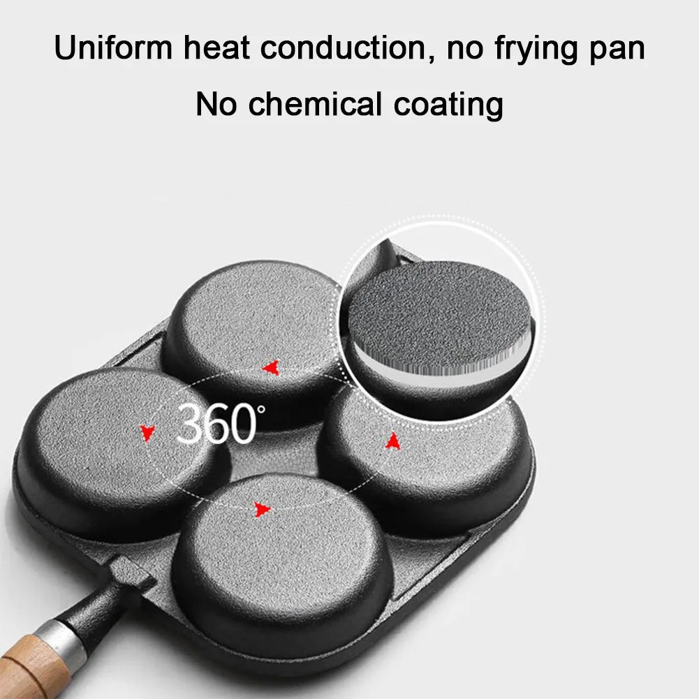 4-Lach non Stick Cookware Panakake Pan Egguring Pan Wolland Hamburger Brout Bause fir de Kacherbau
