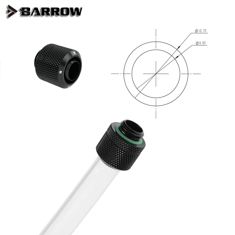 Barrow Soft Tube Fittings Combo Kit 3/8''Thick 9.5*15.9mm/9.5*12.7mm PC Water Cooling System,Black White Silver Gold