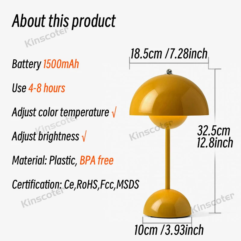 Kinscoter Nordic Retro Touch Flower Bud Table Lamp LED 3 Fargetemperatur Oppladbar 1500mAh Hjem Bedroom Bedside Night Light
