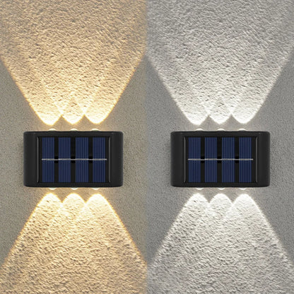 6LED Solar Lights, Outdoor Waterproof Atmosphere Wall Lamp,Up And Down Light Control for Garden Yard Street Balcony Terrace Deco