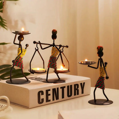 Nordic Metal Käerzestilbick Abstract Charakter Sculpture Candle Holder Decor-Decora huet d'Nahrungshaus mam Decoptiouns Kaddo