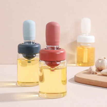 Bottiglia di olio da cucina portatile Controllo del pennello in silicone quantitativo con bottiglia spray per barbecue per distributore di olio da forno per cuocere barbecue