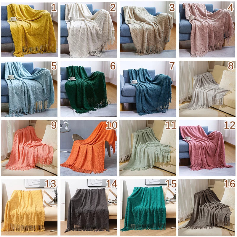 Les couvertures décontractées solides nordiques jettent le canapé de châle en tricot confortable et le couvre-lit de lit de voyage de voyage de voyage de voyage décoratif