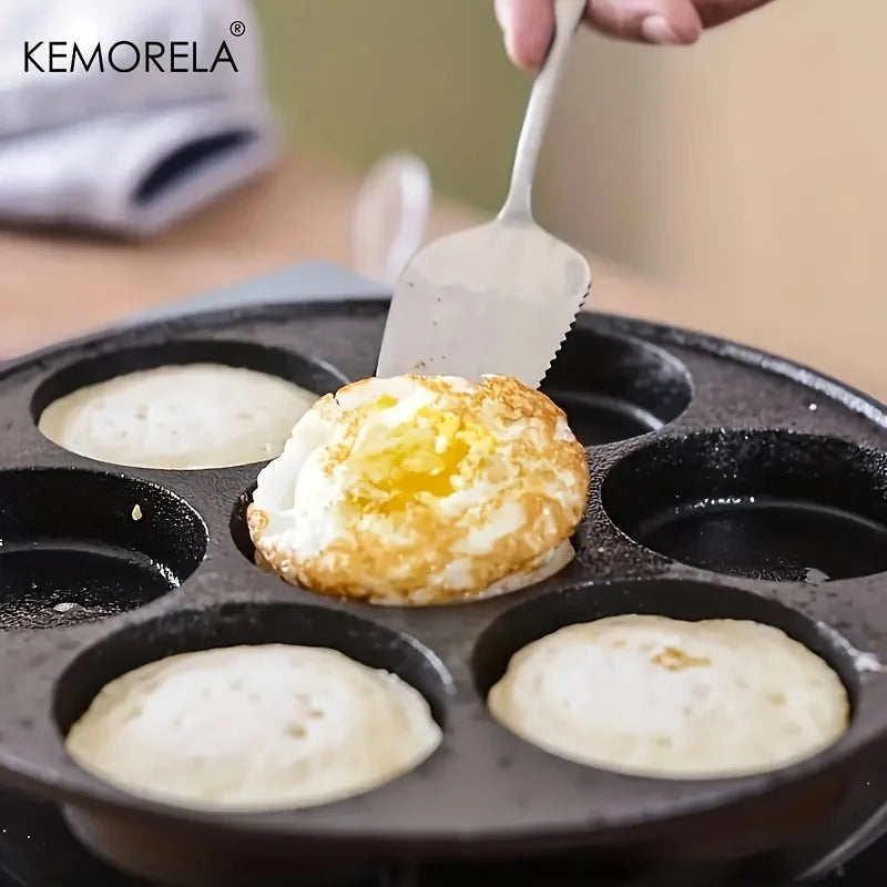 7 Hole Frying Pot Cast Iron Skillet Omelet Pan Non-Stick Egg Pancake Steak Pan Kitchen Cooking Ham Pans Breakfast Maker Cookware