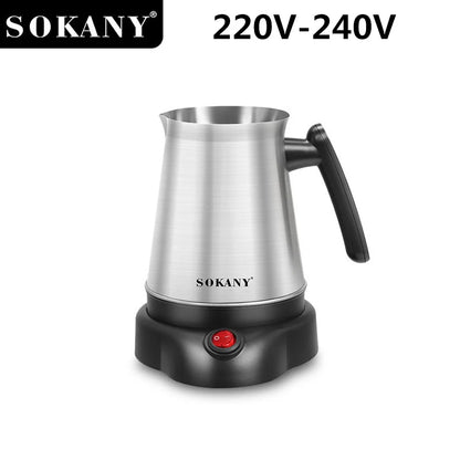 Tyrkisk græsk kaffe Moka Tea Pot Maker Machine 800ml Bærbar elektrisk kedel 6 kopper Rustfrit stål Kogende vand 220V EU 전기포트
