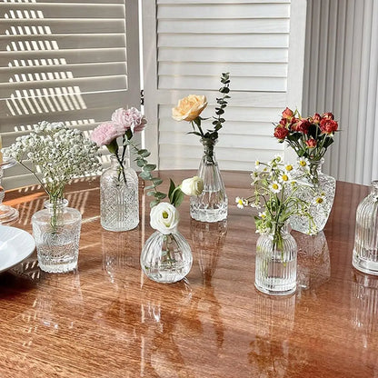 Vintage Relief Vase Ins Mini Glass Vase Transparent Hydroponic Plant Vase Desktop Ornamenter Bryllupsfest Levering Homeindretning
