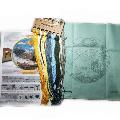 DIY Embroidery Kit Butterfly Printed Pattern for Beginner Cross Stitch Set Needlework Hoop Handmade Sewing Art Craft Kit