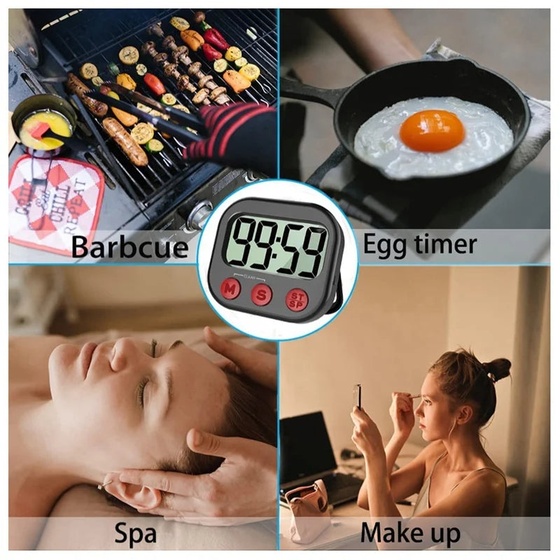 Kökstimer, digital visuell timer Magnetic Clock Stopwatch Countdown Timer, stor LCD -skärm för matlagning