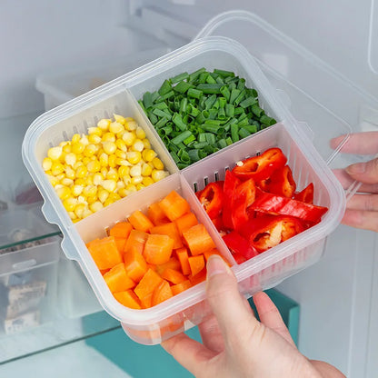 Frigo-Späicherkëscht 4/6 Gitter Iessen Gemeinschaftskëscht Späichere Box Farge Organisateur-Kuerf Fleeg Kinger
