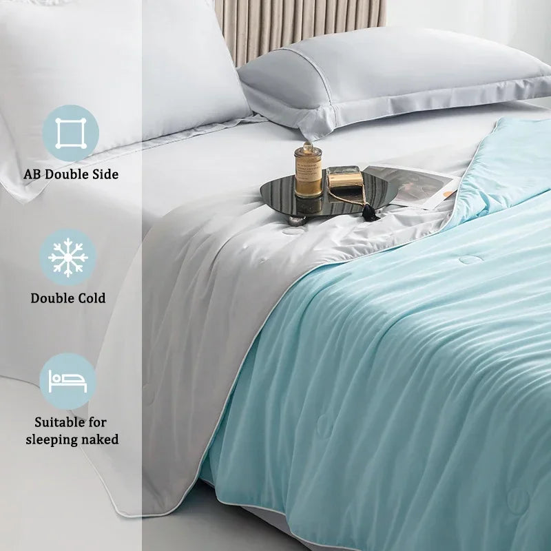 Klimaanlage Bettdecke für Sommer Pure Color Ice Seide Kühldecke Leichte und glatte Twin/King -Size -Kaltdecke