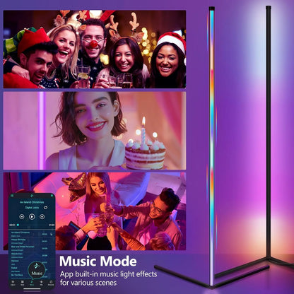 Smart RGB Dream Color Floor Lamp with Music Sync Modern 16 Millions Color Changing Standing Mood Light With App & Remote Control