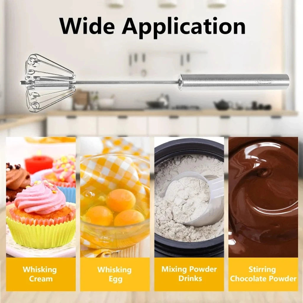 Miscelatore semi-automatico Whisk uova battitore in acciaio inossidabile mixer a mano che gira utensili da cucina miscelatore cucina strumenti di uova