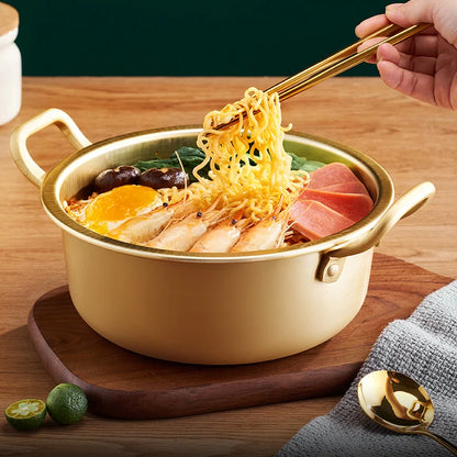 GIANXI Hotpot Korean Mini Military Noodle Pot Cookware Ramen Camping Pot Double Ears With Lid Stockpot Instant Noodles Pot