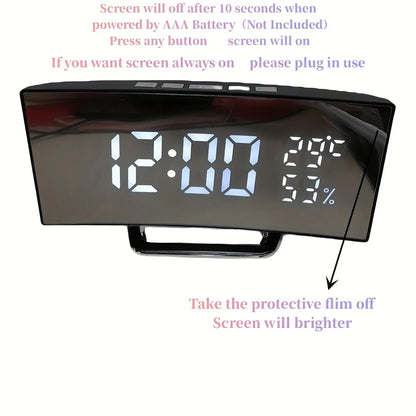 Specchio Digital Digital Amerge Temperature Data 2 Livelli di regolazione della luminosità Snooze Table Clock 12/24H Night Modalità Orologio LED