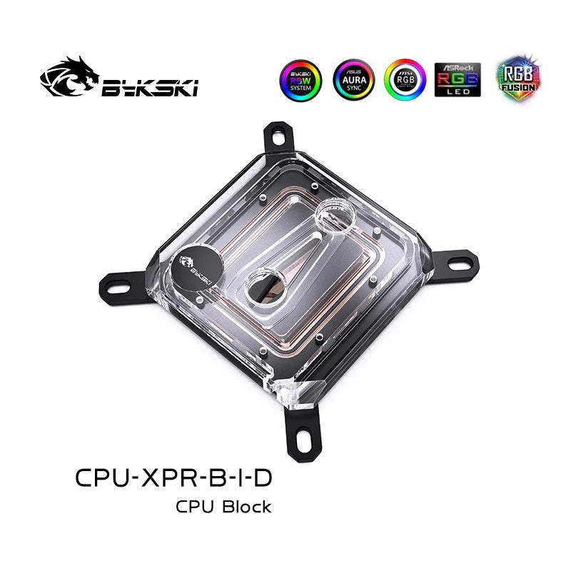 Bykski CPU Water Block for INTEL LGA1700/1800/115X/ AMD Ryzen 9 AM5 AM4 0.08mm Microchannel Water Cooler Radiator Acrylic Metal