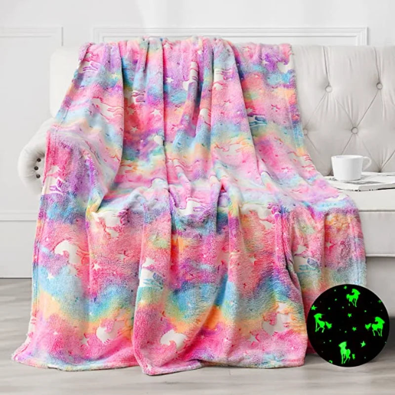 Нов Spacecra Glow in the Dark Bendlet Anicorn Gift for Kid Dear Birthday Decor Decor unicorns Toys Soft Usy Luminous Thruid одеяло