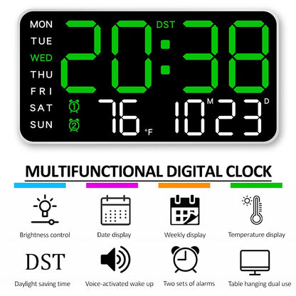 CONTROL VOCE CONTROL ALARM ALARM COMPLETĂ USB COMPLETĂ DIGITALĂ DIGITALĂ TEMP DATA DATA SĂPTĂMÂNĂ 12/24H DST Reglare a luminozității Cascade cu 2 alarme