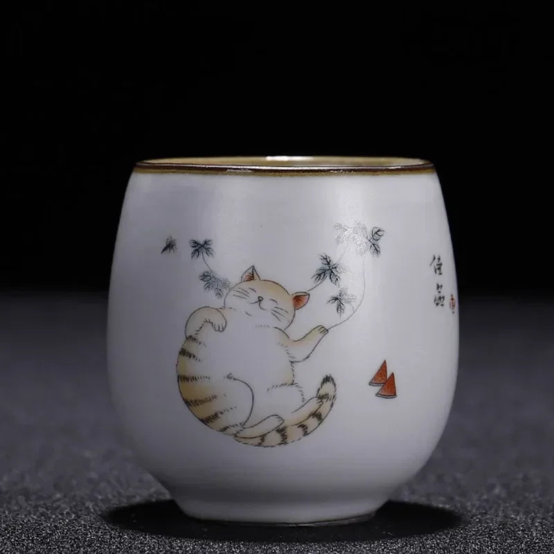 Retro ru cln keramikas tējas tējas kafijas tases ar rokām darināts tējas bļodas ķīniešu tējas komplekts aksesuāri Master Teacup dzērienu piederumi 100 ml
