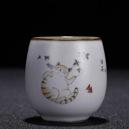 Retro ru cln keramikas tējas tējas kafijas tases ar rokām darināts tējas bļodas ķīniešu tējas komplekts aksesuāri Master Teacup dzērienu piederumi 100 ml