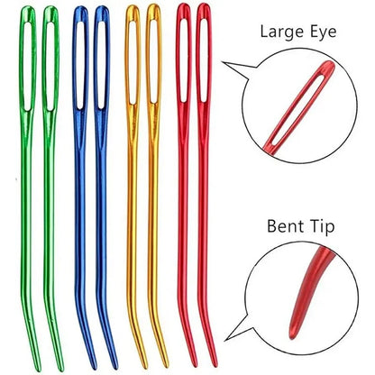 Stickning av garnnålen Set Bent Tip Tapestry Nålar för garn stora ögon trubbiga nålar för handsömning av stickning