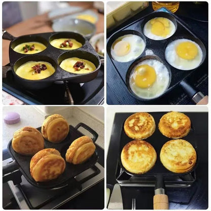 4-Lach non Stick Cookware Panakake Pan Egguring Pan Wolland Hamburger Brout Bause fir de Kacherbau