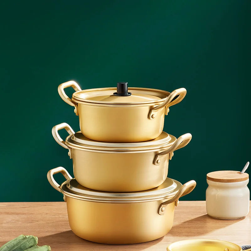 GIANXI Hotpot Korean Mini Military Noodle Pot Cookware Ramen Camping Pot Double Ears With Lid Stockpot Instant Noodles Pot