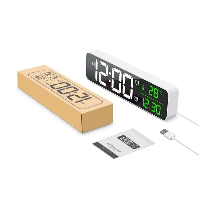 LED Digital despertador de alarma Temperatura Pantalla Snoteze USB Desktop Strip Strip Guecillos LED para decoración de la sala de estar