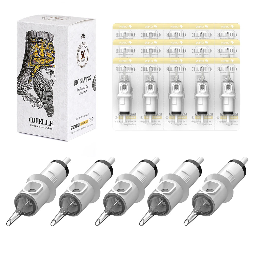 Quelle 50pcs engangs sterile tatovering nåle RL/RLT (0,30 mm) revolution patron til tatoveringsmaskiner makeup kropskunst tatovering