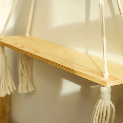 Macrame roikkuu hylly boho seinä sisustus makuuhuone 1 kp: n maalaismainen puu kelluvat hyllyt huoneenhoitajalle kylpyhuone olohuone korkeakoulu