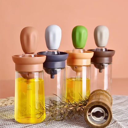 Bottiglia di olio da cucina portatile Controllo del pennello in silicone quantitativo con bottiglia spray per barbecue per distributore di olio da forno per cuocere barbecue