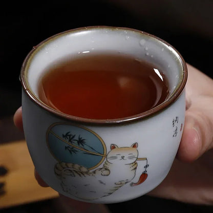 Retro ru cln keramikas tējas tējas kafijas tases ar rokām darināts tējas bļodas ķīniešu tējas komplekts aksesuāri Master Teacup dzērienu piederumi 100 ml