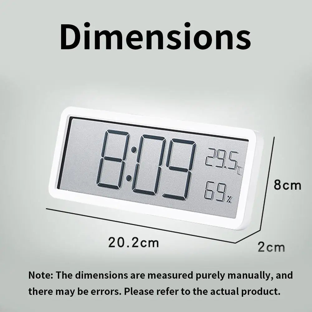 Digital Mauer Clock elektronesch Wand montéiert LCD discly Clownational Temperatur an Fiichtegkeethuelmung