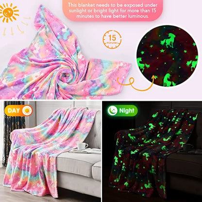 Нов Spacecra Glow in the Dark Bendlet Anicorn Gift for Kid Dear Birthday Decor Decor unicorns Toys Soft Usy Luminous Thruid одеяло