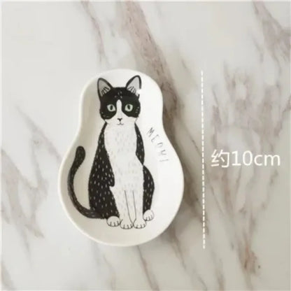 Ceramic Seasoning Dish Japanese Tableware Kitten Soy Sauce Dish Dipping Saucer Plate Home Kitchen Supplies Dropshipping