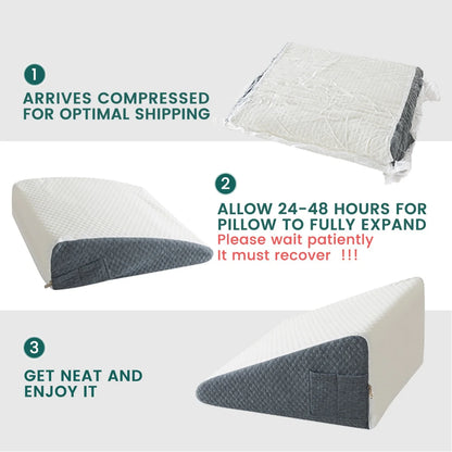 Cuscino a cuneo per letto a letto ， strato di aria memory foam per cuscino triangolare a gamba, gambe e dolori al ginocchio con copertura rimovibile