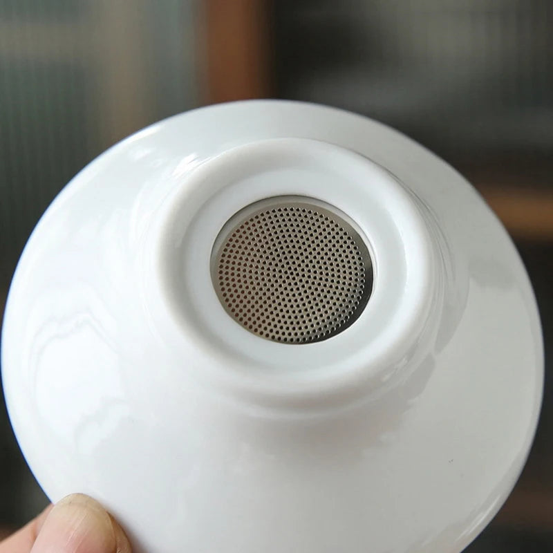 Porslinservice gaiwan tekoppar mugg av teceremoni tekanna kinesisk bärbar kung fu rese tepet keramik tekopp med filter