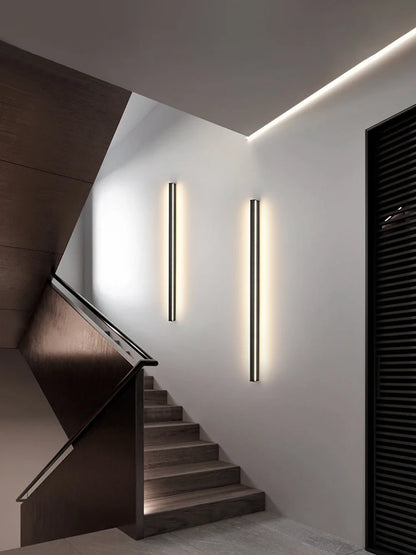Wandlampe Schlafzimmer Nachtleuchte Nordische dekorative Leuchten Line Minimalist Long Strip Schwarzer Hintergrund Wandleuchte