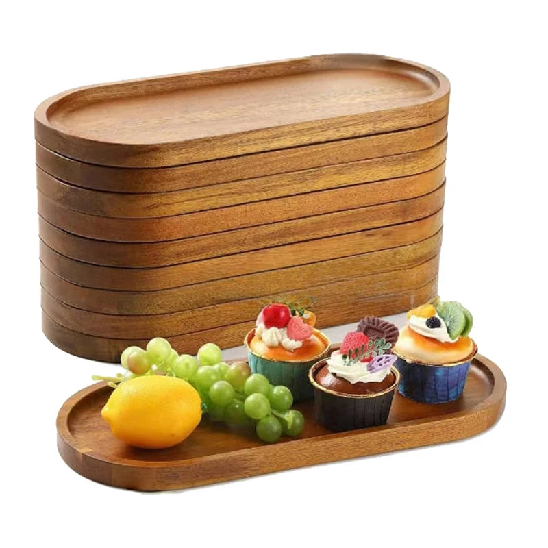Plateau de café en bois japonais plateaux de tasse d'aliments ovales dessert