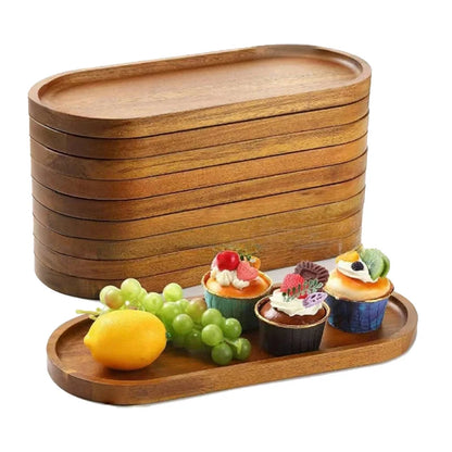 Plateau de café en bois japonais plateaux de tasse d'aliments ovales dessert